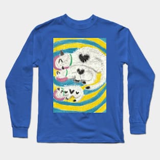 cat family dinnertime art Long Sleeve T-Shirt